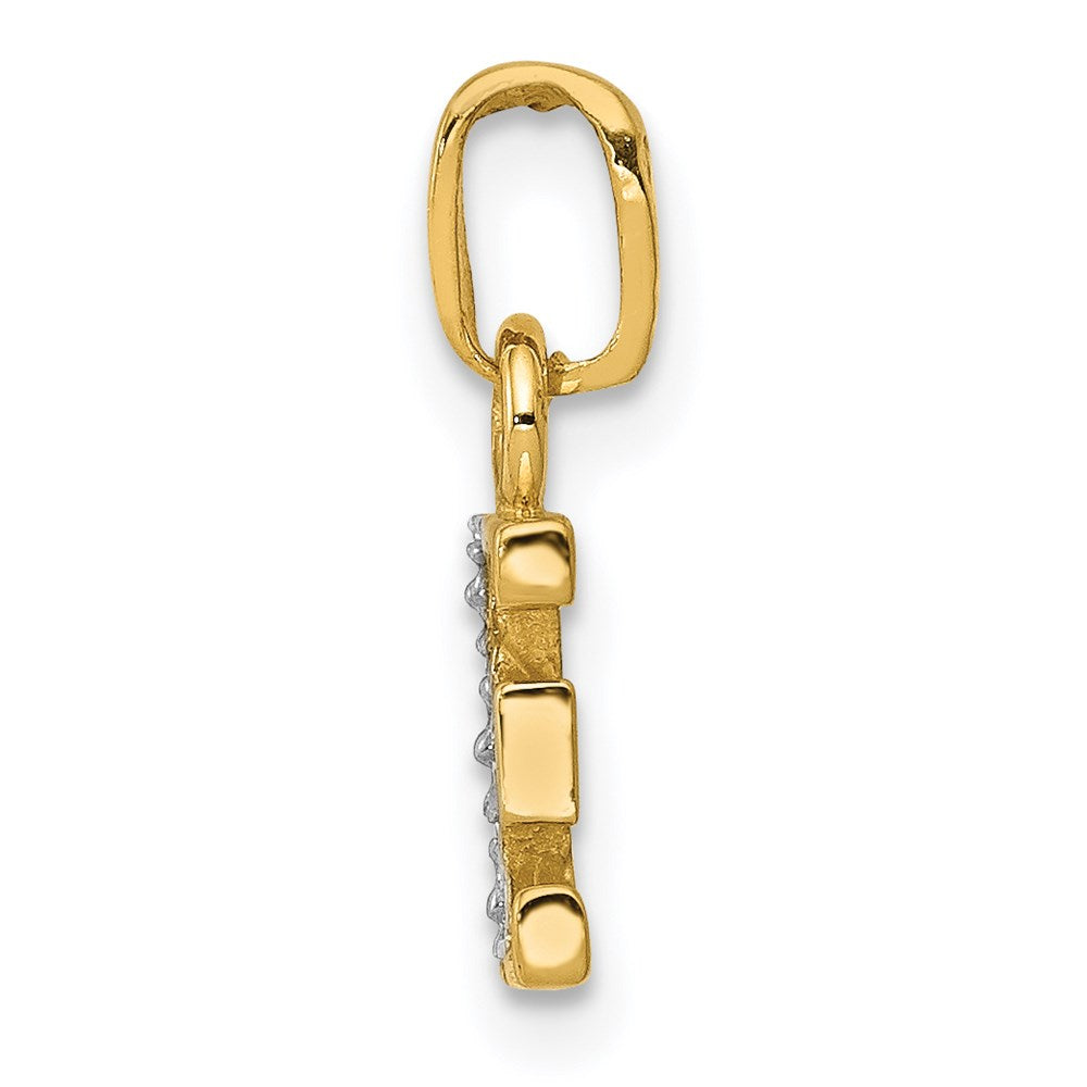 14K Gold und Rhodium poliert, 0,01 ct. Diamant-Anhänger Initiale E