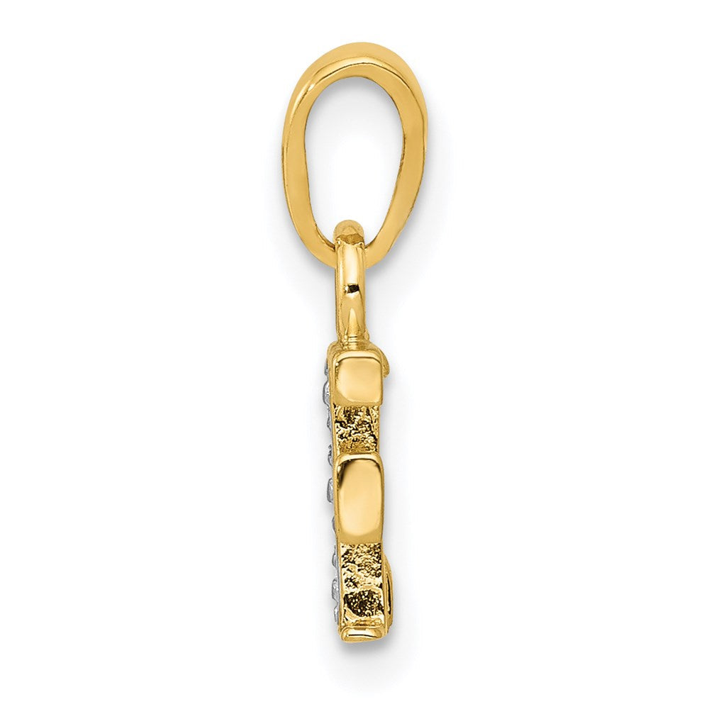 14K Gelb & Rhodium 14ky mit Rhodium Diamant Buchstabe F Initiale Anhänger