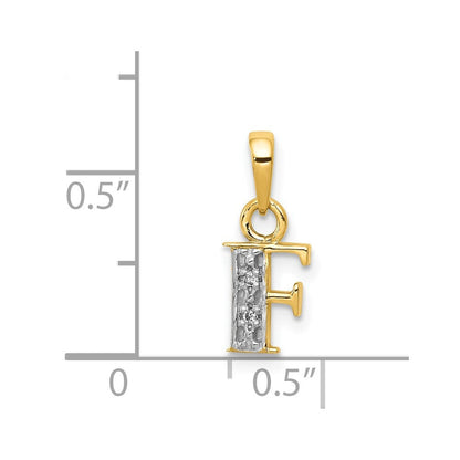 14K Gelb & Rhodium 14ky mit Rhodium Diamant Buchstabe F Initiale Anhänger