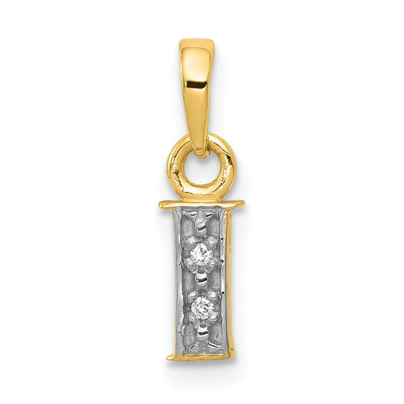 14K Gold und Rhodium poliert 0,01 ct. Diamant-Anhänger mit Initiale „I“