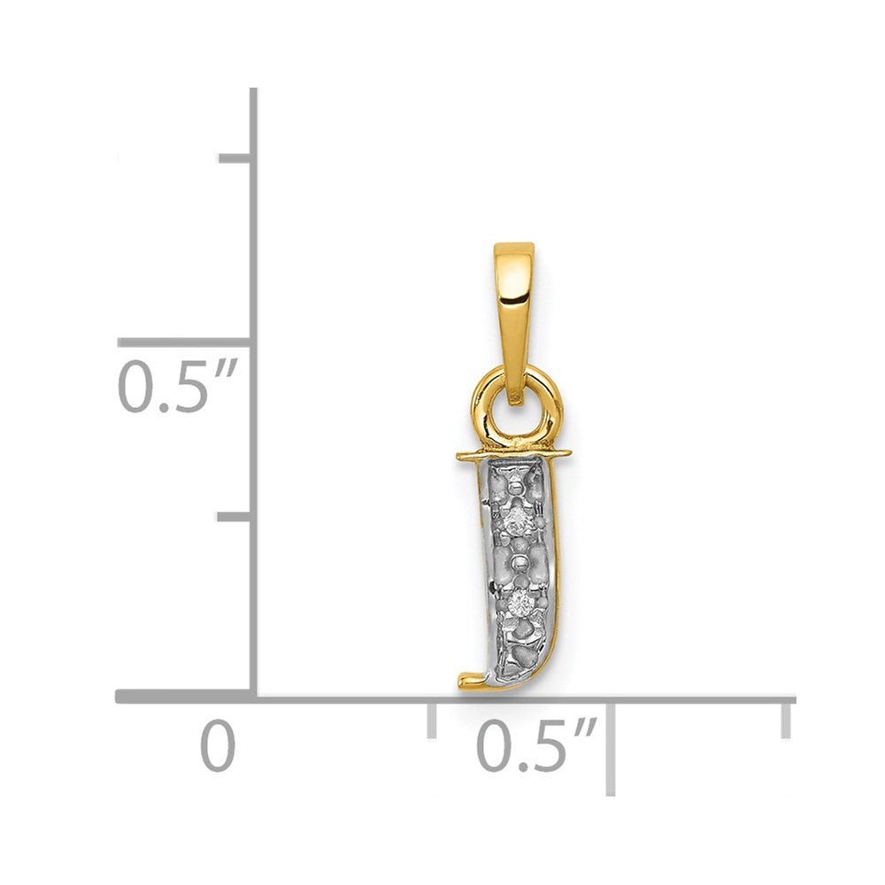 14K Gold, rhodiniert, poliert, 0,01 ct. Diamant Buchstabe-J Anhänger