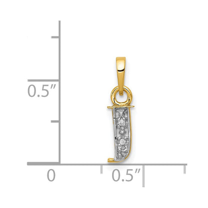 14K Gold, rhodiniert, poliert, 0,01 ct. Diamant Buchstabe-J Anhänger