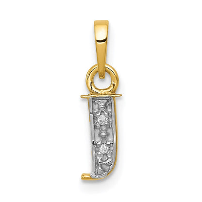 14K Gold, rhodiniert, poliert, 0,01 ct. Diamant Buchstabe-J Anhänger