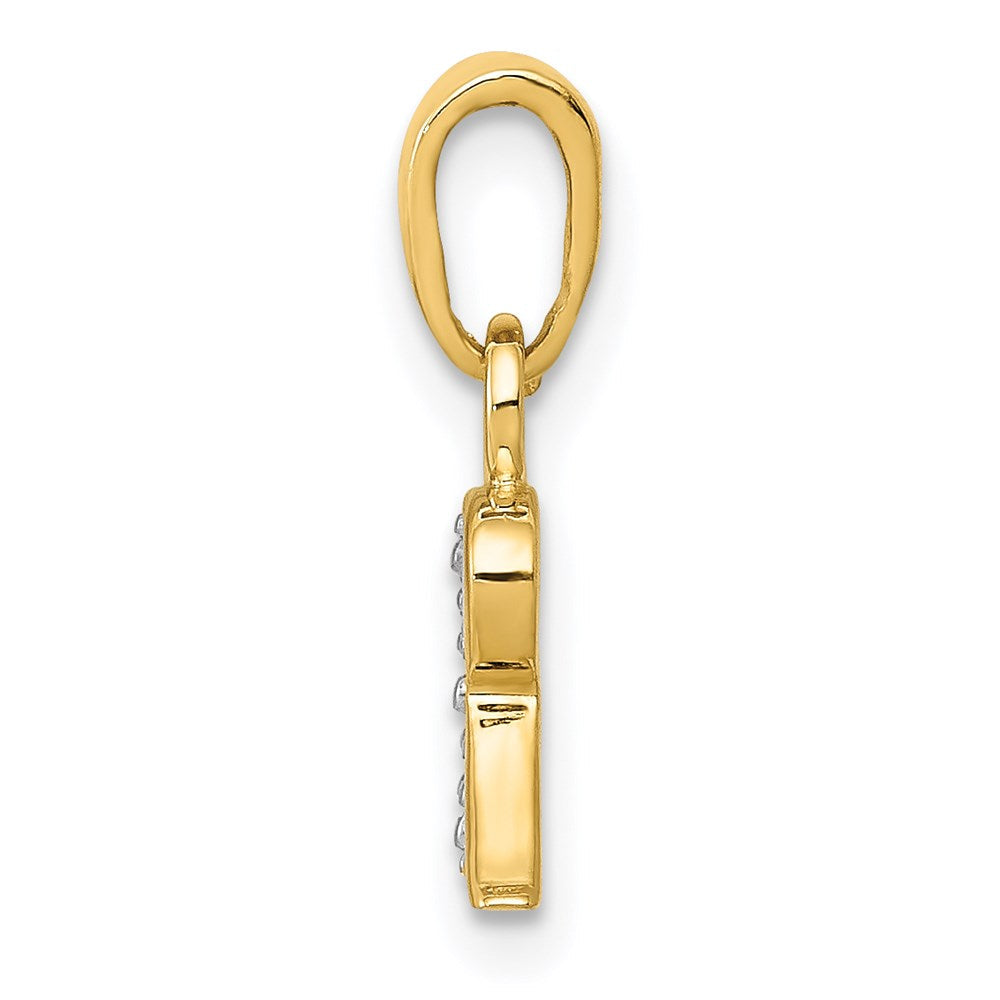 14K Gold und Rhodium polierter Anhänger mit 0,01 ct. Diamant – Initiale „R“