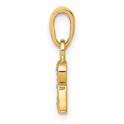 14K Gold und Rhodium polierter Anhänger mit 0,01 ct. Diamant – Initiale „R“