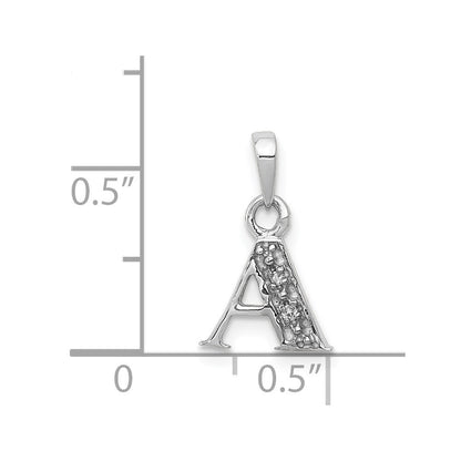 14K Weißgold Anhänger Initial A poliert mit 0,01 ct. Diamant