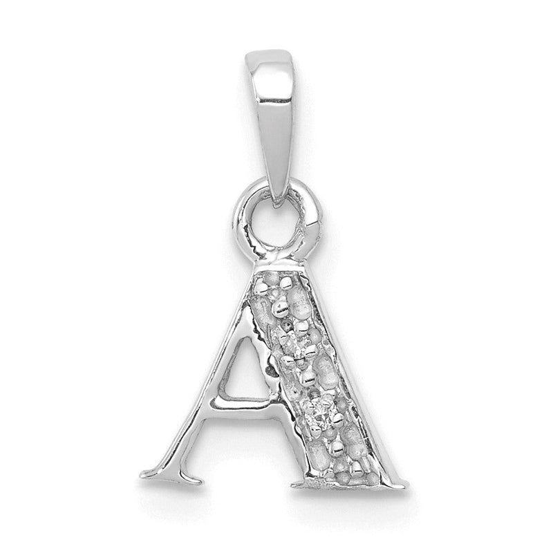14K Weißgold Anhänger Initial A poliert mit 0,01 ct. Diamant