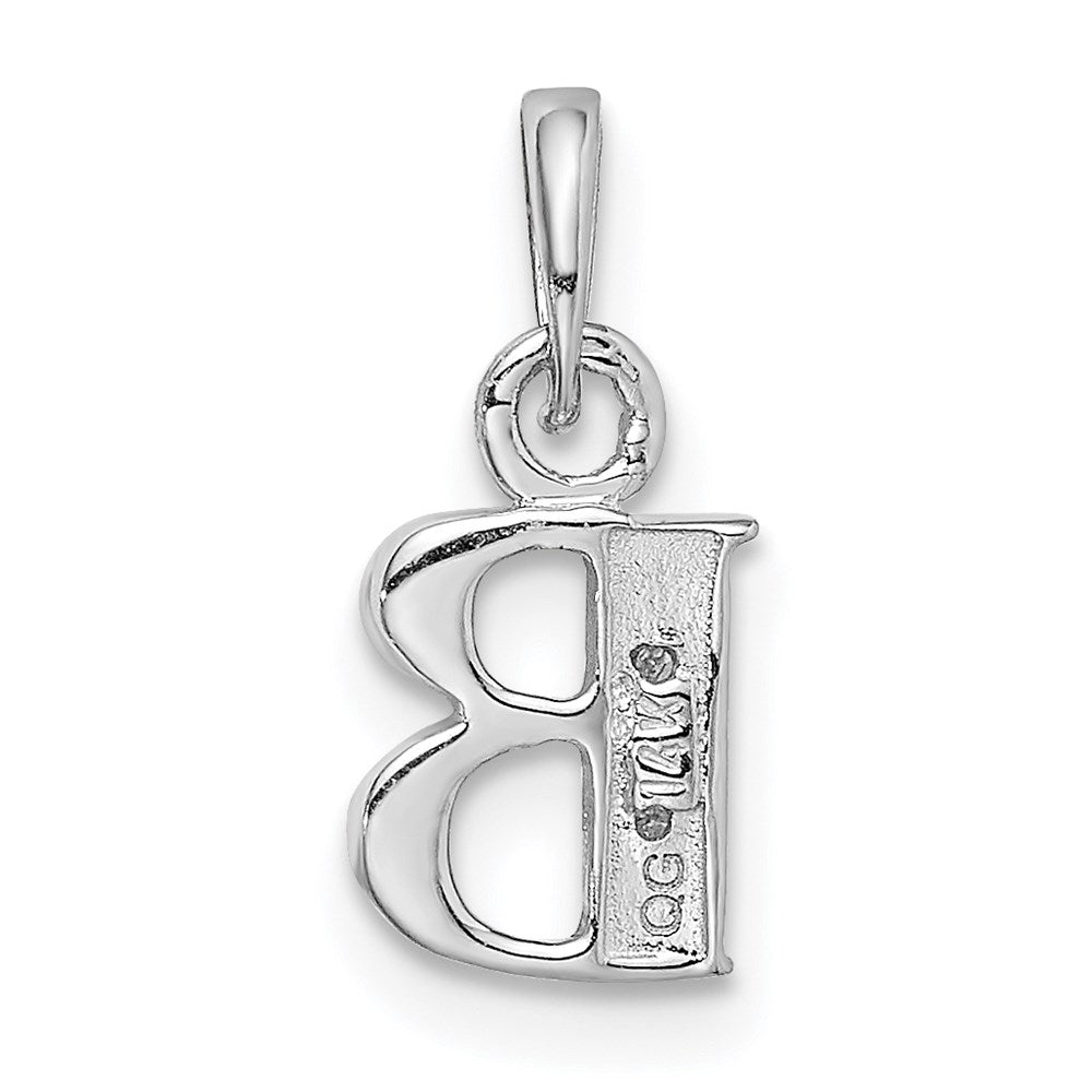 14K Weißgold Anhänger mit Initiale „B", poliert, 0,01 ct. Diamant