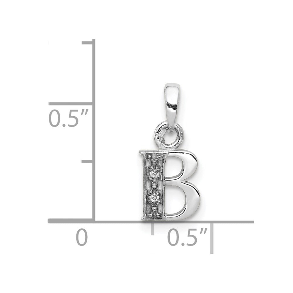 14K Weißgold Anhänger mit Initiale „B", poliert, 0,01 ct. Diamant
