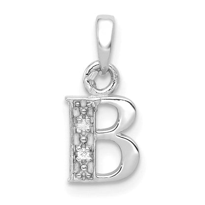 14K Weißgold Anhänger mit Initiale „B", poliert, 0,01 ct. Diamant
