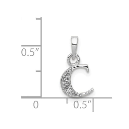 14K Weißgold Anhänger mit Diamant-Initiale „C“, poliert, 0,01 ct
