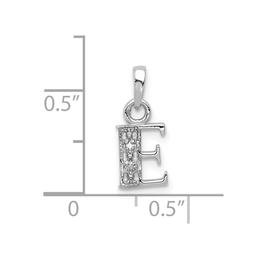 14K Weißgold Charm-Anhänger Initiale "E" mit 0,01 ct. Diamant, poliert