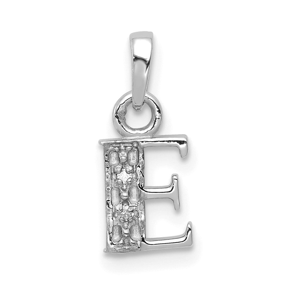 14K Weißgold Charm-Anhänger Initiale "E" mit 0,01 ct. Diamant, poliert