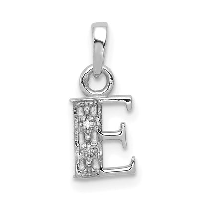 14K Weißgold Charm-Anhänger Initiale "E" mit 0,01 ct. Diamant, poliert