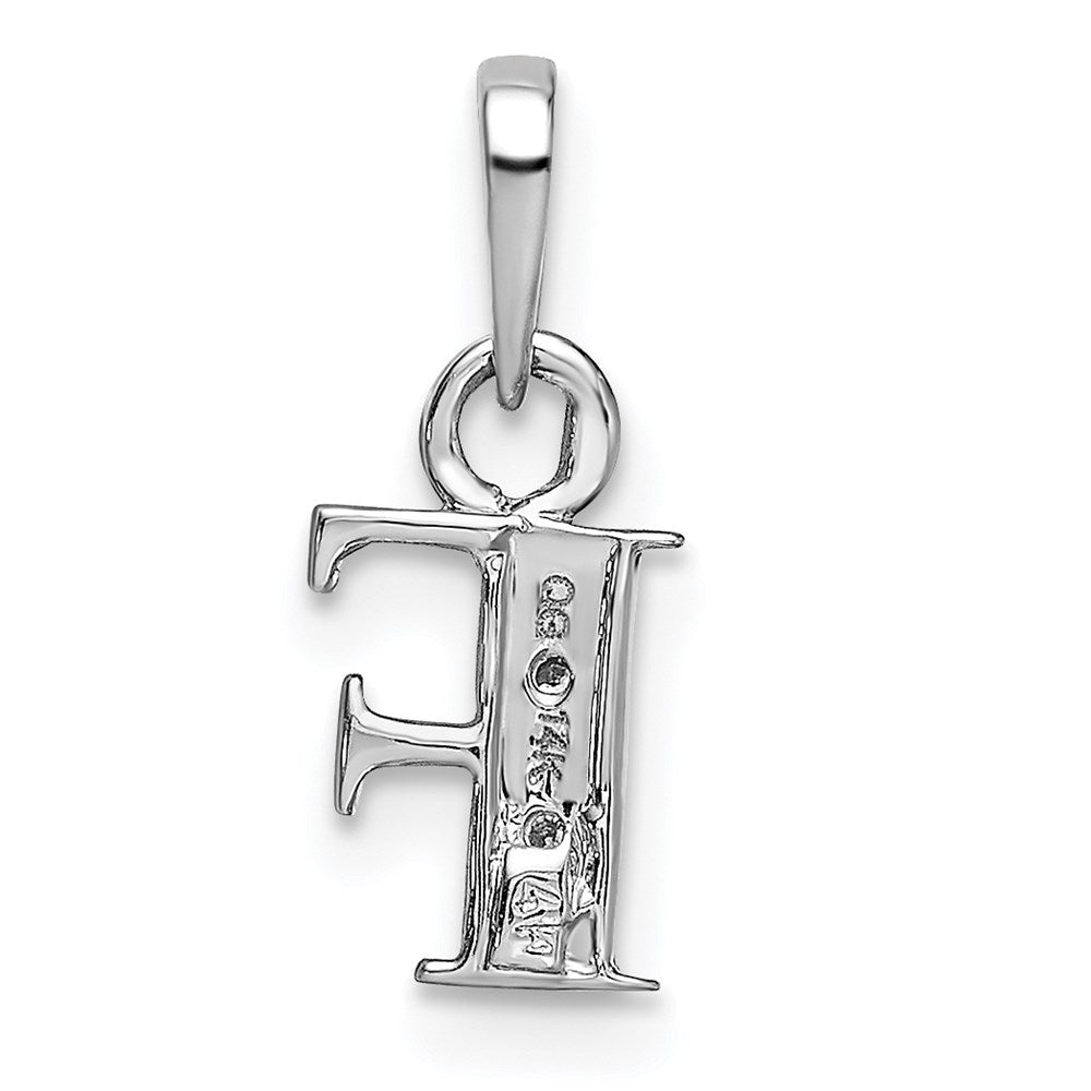 14K Weißgold Charm Buchstabe F mit Diamant, poliert, 0,01 ct