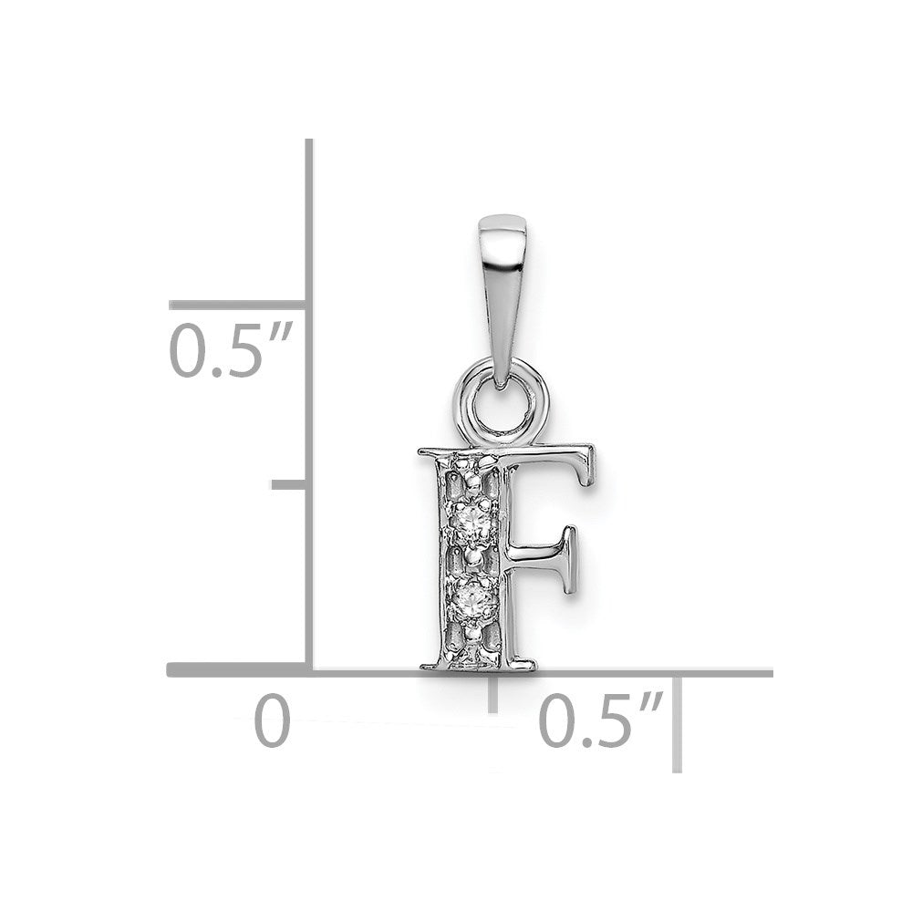 14K Weißgold Charm Buchstabe F mit Diamant, poliert, 0,01 ct