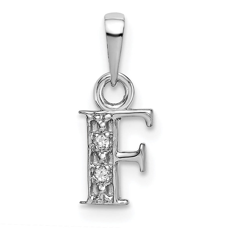 14K Weißgold Charm Buchstabe F mit Diamant, poliert, 0,01 ct