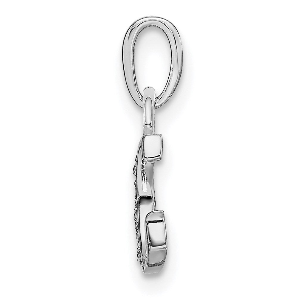 14K Weißgold polierter Charm mit Initiale "G" und 0,01 ct. Diamant