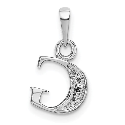14K Weißgold polierter Charm mit Initiale "G" und 0,01 ct. Diamant