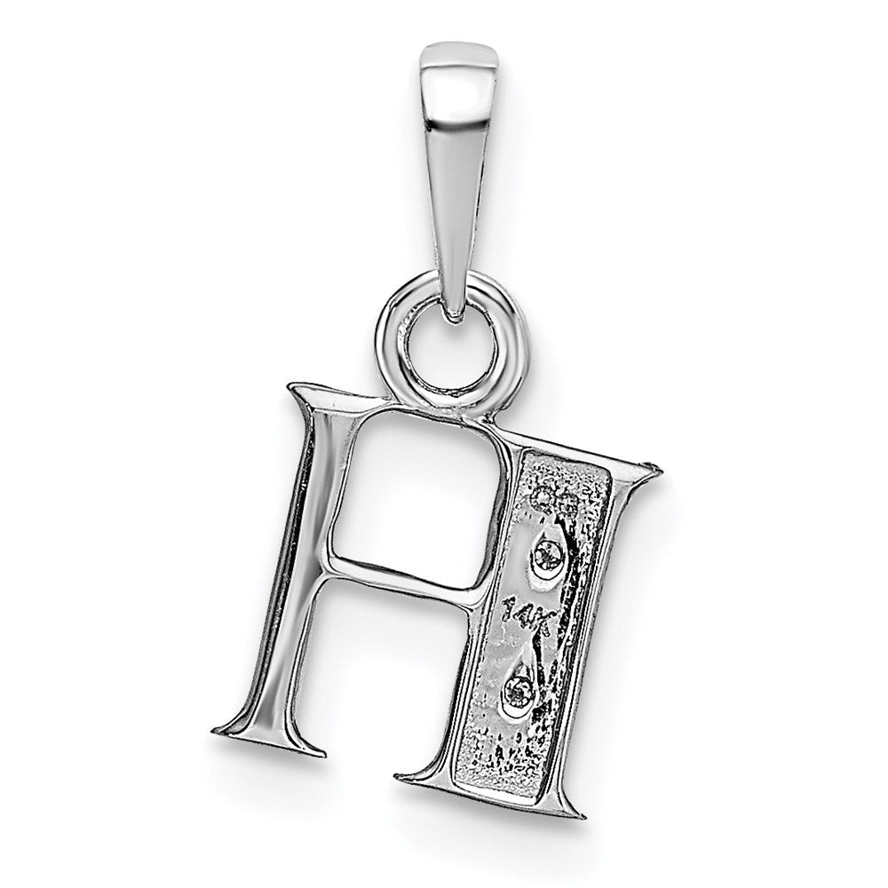 14K Weißgold polierter Buchstaben-Anhänger „H" mit 0,01 ct. Diamant