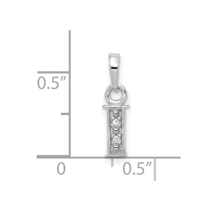 14K Weißgold polierter Initial-Anhänger „I" mit 0,01 ct. Diamant