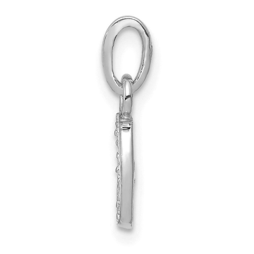 14K Weißgold Charm-Anhänger mit poliertem Initial „J" und 0,01 ct. Diamant