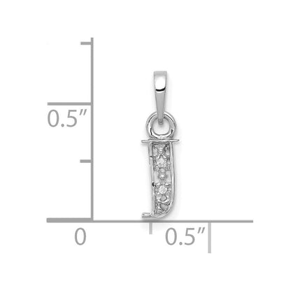 14K Weißgold Charm-Anhänger mit poliertem Initial „J" und 0,01 ct. Diamant