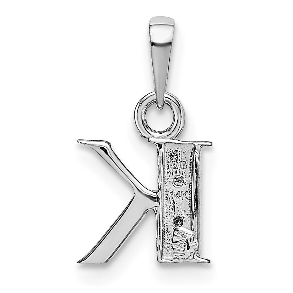 14K Weißgold Polierter Diamant-Buchstabenanhänger „K", 0,01 ct