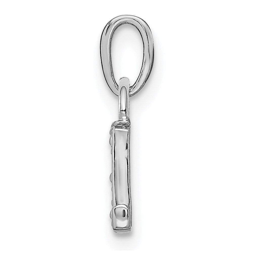 14 Karat Weißgold Charm mit poliertem Initial-Buchstaben „L“ und 0,01 ct. Diamant