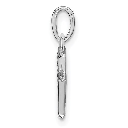 14 Karat Weißgold polierter Anhänger mit Initiale „M" und 0,01 ct. Diamant