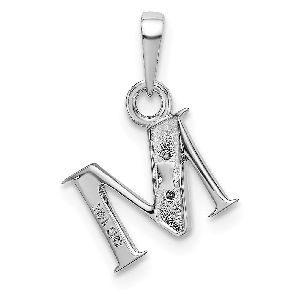 14 Karat Weißgold polierter Anhänger mit Initiale „M" und 0,01 ct. Diamant