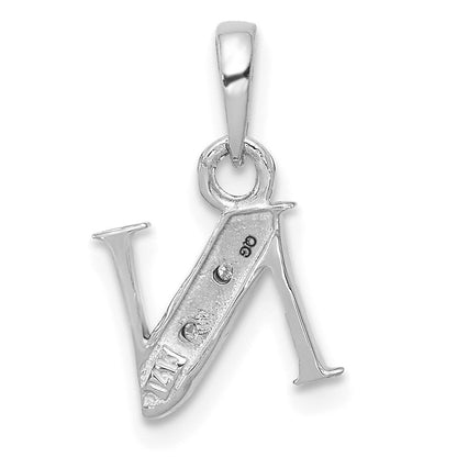 14 Karat Weißgold Charm mit Initiale „N“, poliert, 0,01 ct. Diamant
