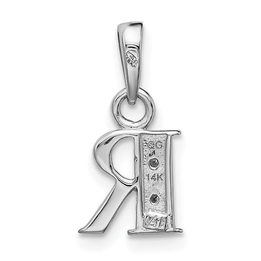 14K Weißgold poliert 0,01 ct. Diamant-Anhänger Initiale „R“