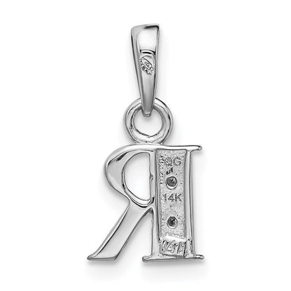 14K Weißgold poliert 0,01 ct. Diamant-Anhänger Initiale „R“