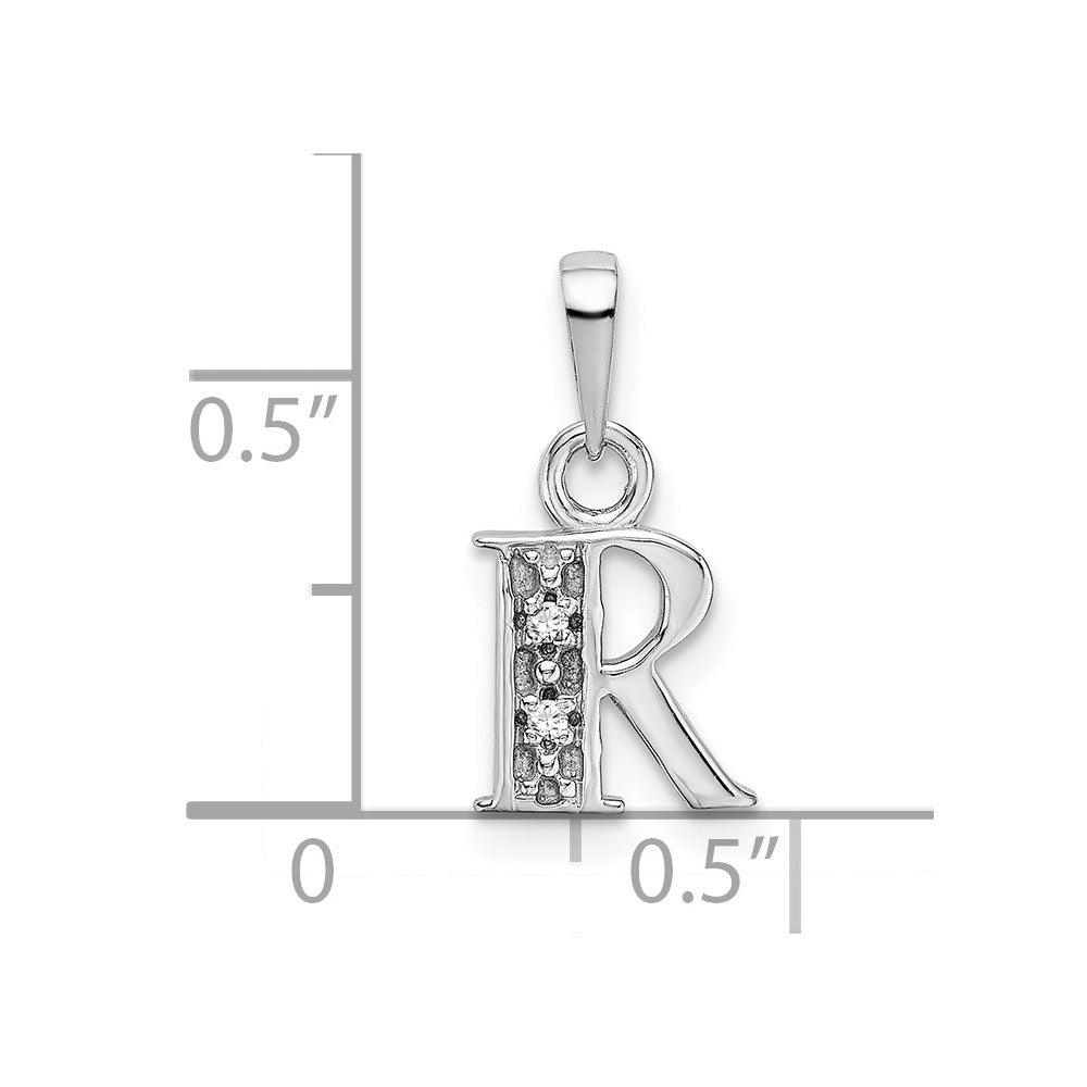 14K Weißgold poliert 0,01 ct. Diamant-Anhänger Initiale „R“