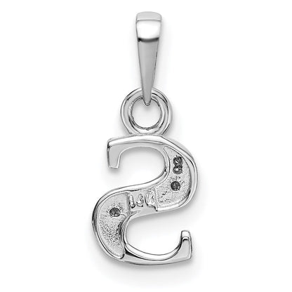 14K Weißgold Anhänger poliert mit Initiale „S" und 0,01 ct. Diamant