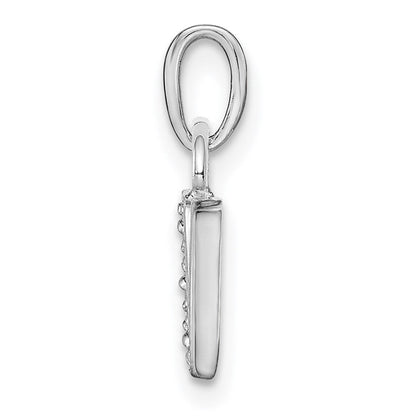 14K Weißgold Charm-Anhänger Initiale „V" mit 0,01 ct. Diamant, poliert
