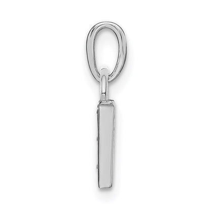 14K Weißgold polierter Charm-Anhänger mit Diamant, 0,01 ct., Buchstabe W