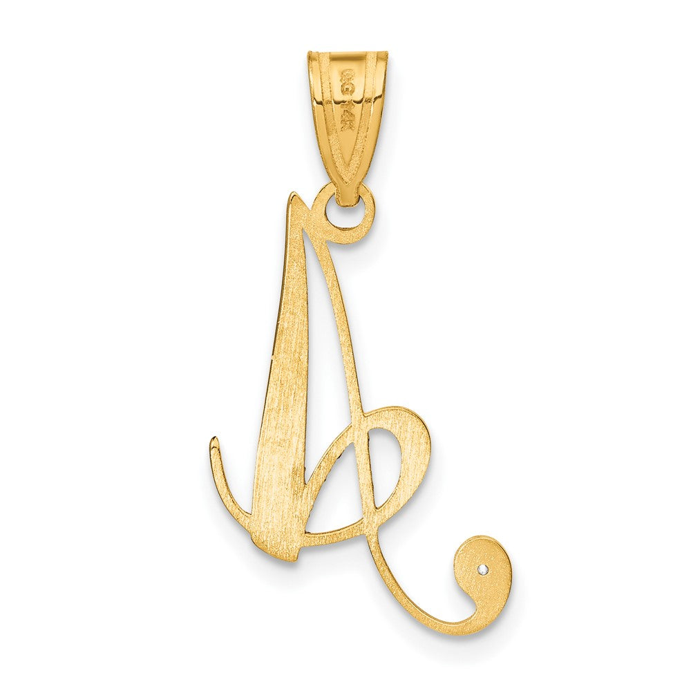 14K Gelbgold Schreibschrift Buchstabe Initiale Anhänger mit Diamant