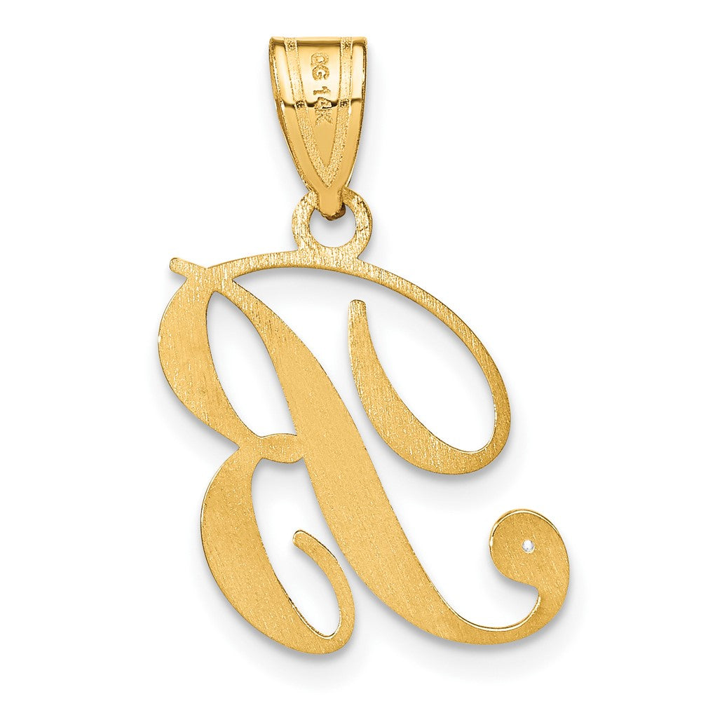 14K Gelbgold Schreibschrift Buchstabe B Initiale Anhänger mit Diamant