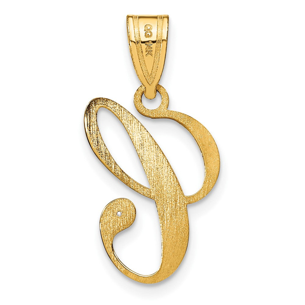 14K Gelbgold Schreibschrift Buchstabe C Initiale Anhänger mit Diamant