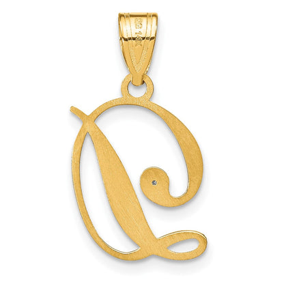 14K Gelbgold Schreibschrift Buchstabe D Initiale Anhänger mit Diamant
