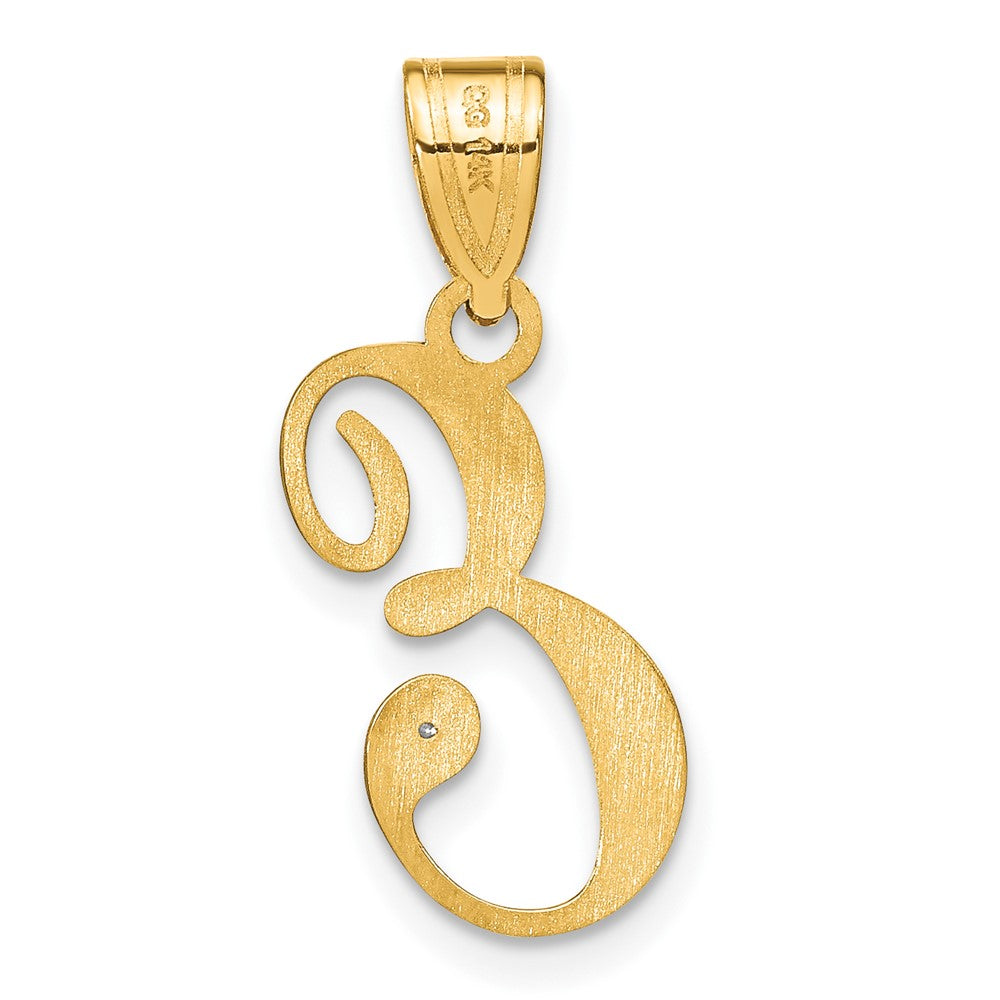 14K Gelbgold Schreibschrift Buchstabe E Initiale Anhänger mit Diamant