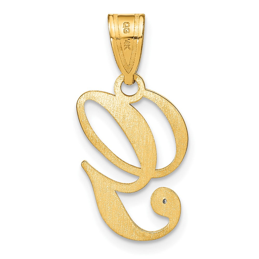 14K Gelbgold Schreibschrift Buchstabe G Initiale Anhänger mit Diamant