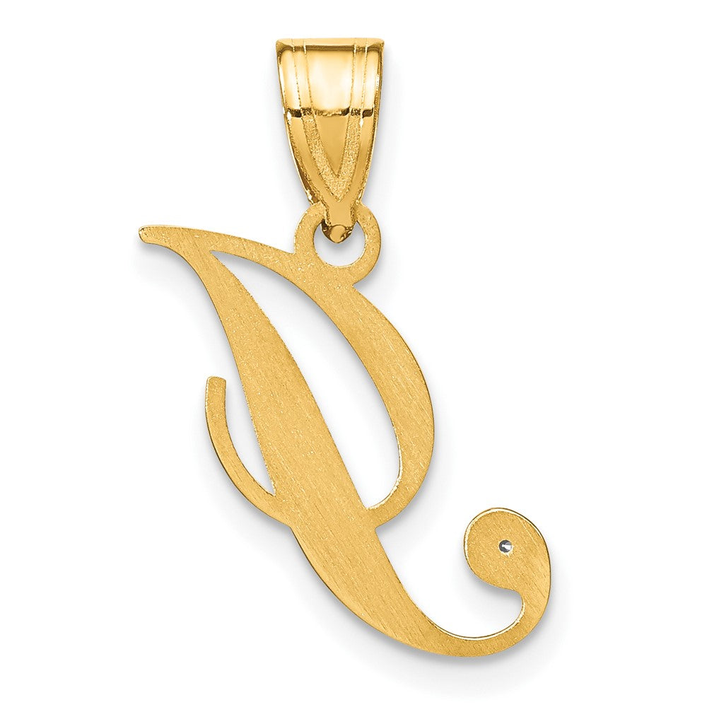 14K Gelbgold Schreibschrift Buchstabe I Initiale Anhänger mit Diamant