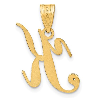14K Gelbgold Schreibschrift Buchstabe K Initiale Anhänger mit Diamant