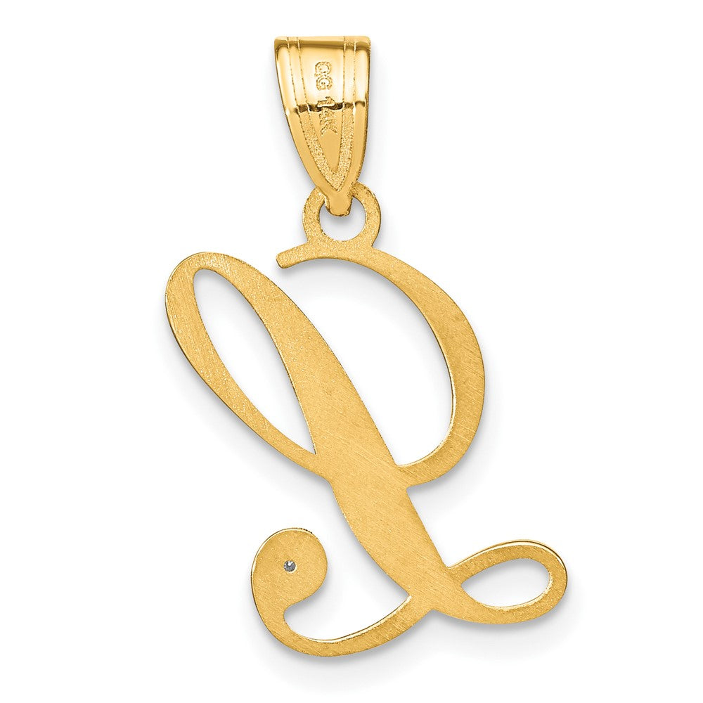 14K Gelbgold Schreibschrift Buchstabe L Initiale Anhänger mit Diamant