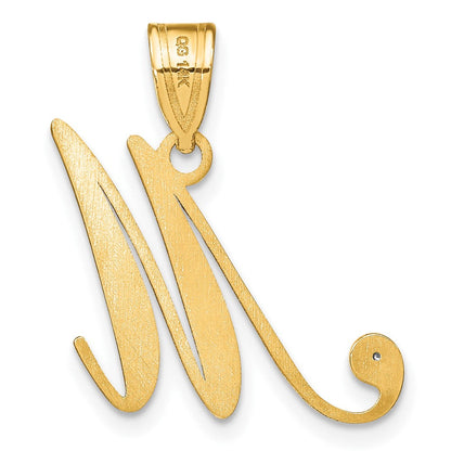 14K Gelbgold Schreibschrift Buchstabe M Initiale Anhänger mit Diamant