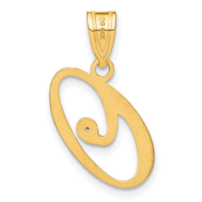 14K Gelbgold Schreibschrift Buchstabe O Initiale Anhänger mit Diamant