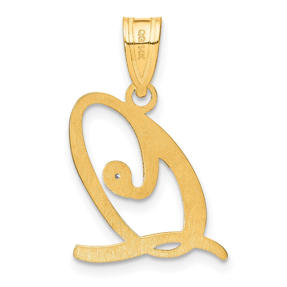 14K Gelbgold Schreibschrift Buchstabe Q Initiale Anhänger mit Diamant